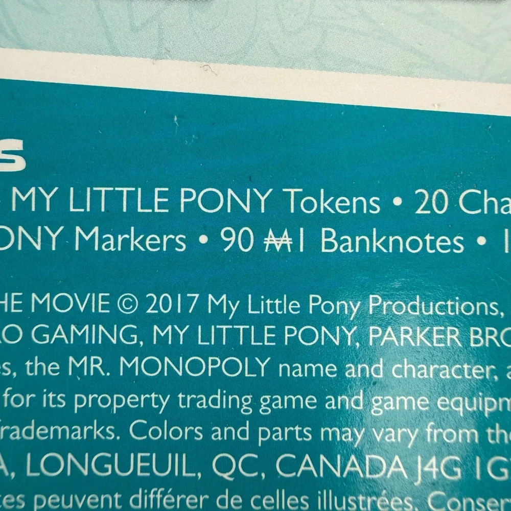 Hasbro Monopoly Junior My Little Pony The Movie Board Game B8417 Complete 2017